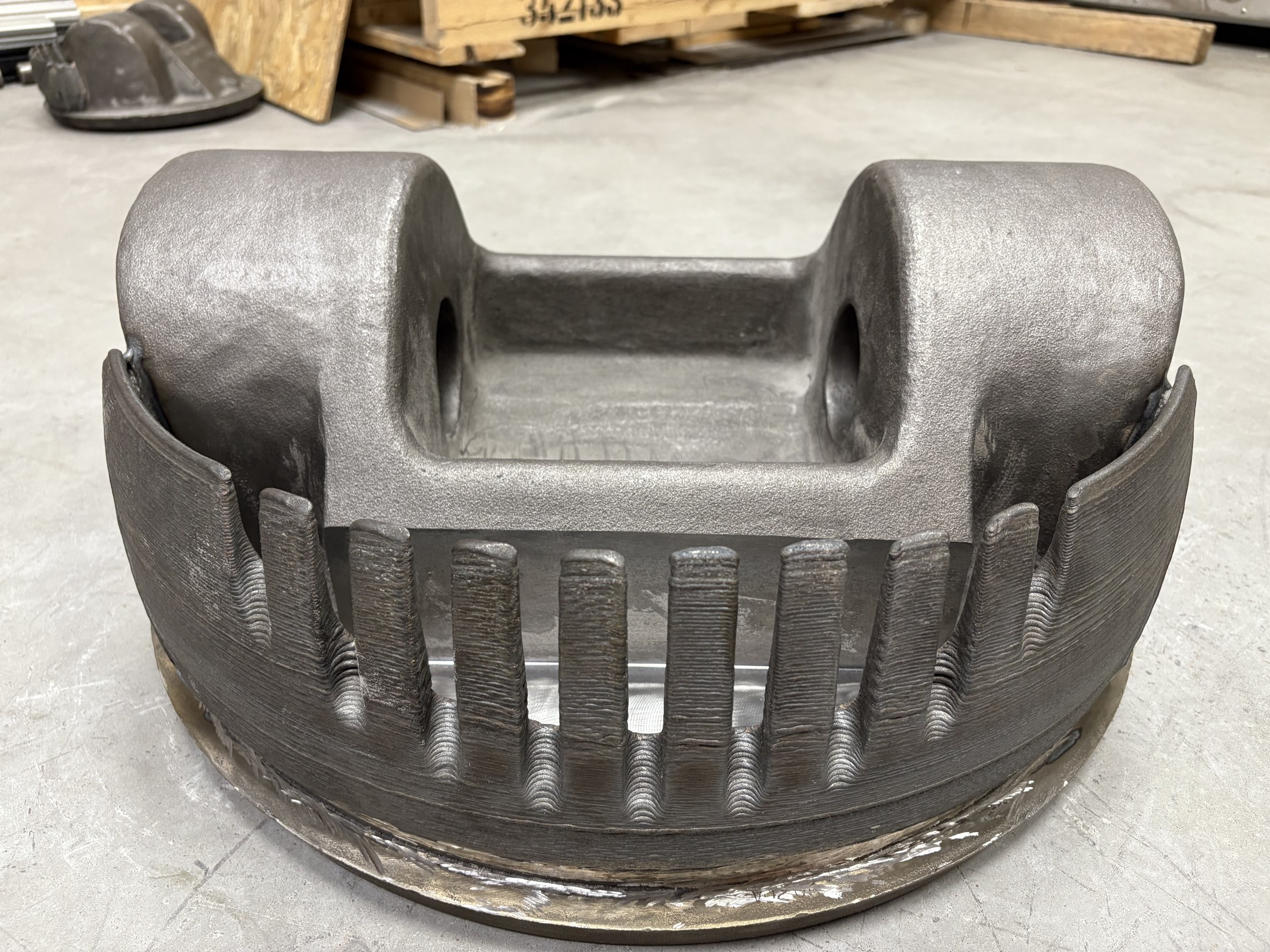 Existing metal part after Laser Metal Deposition feature addition