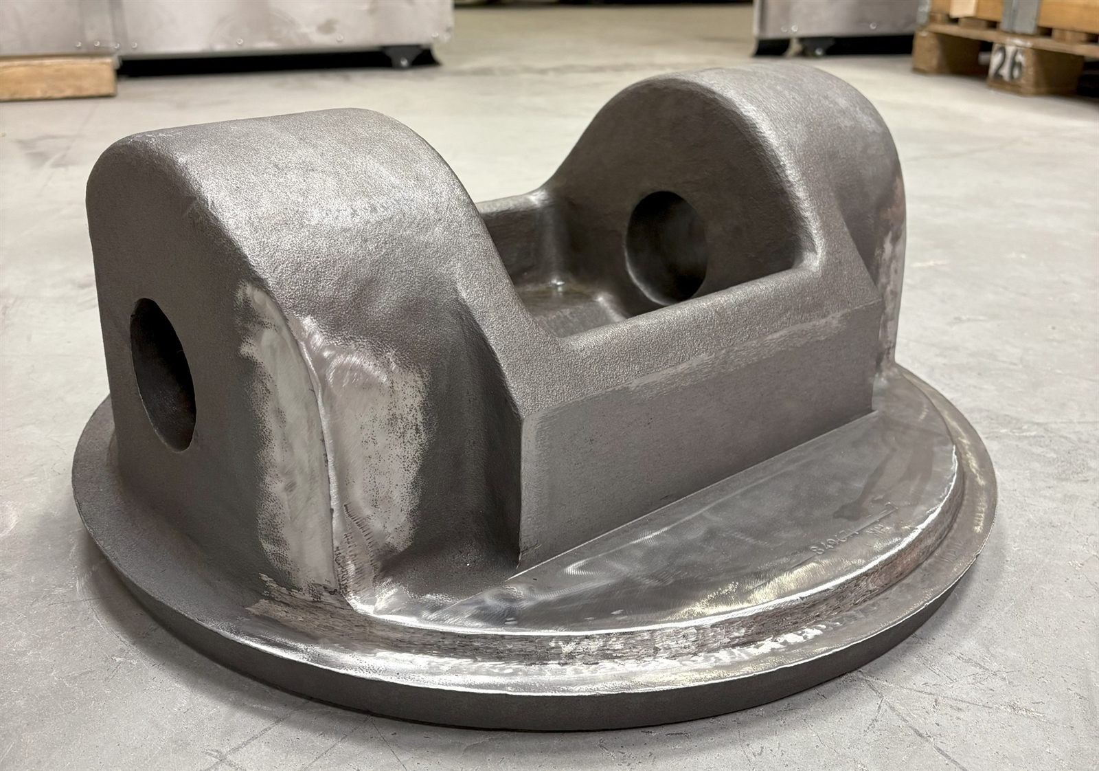 Existing cast metal part before Laser Metal Deposition feature addition