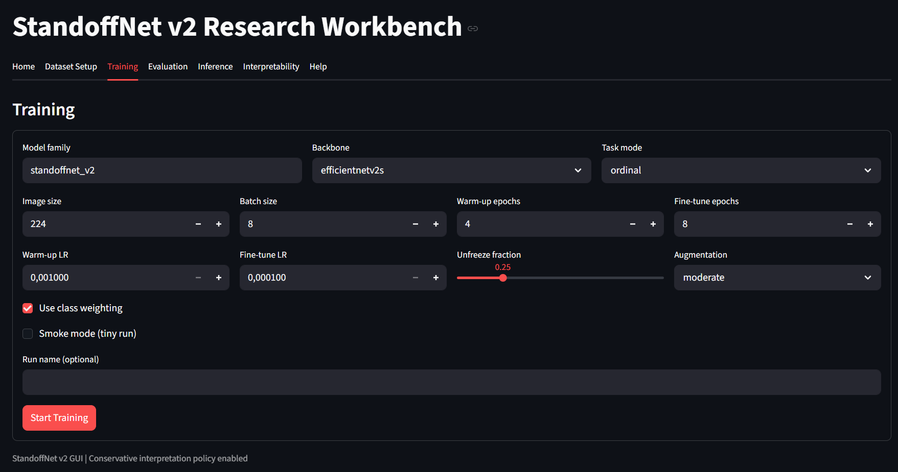 CNN workbench screenshot for LMD standoff image analysis
