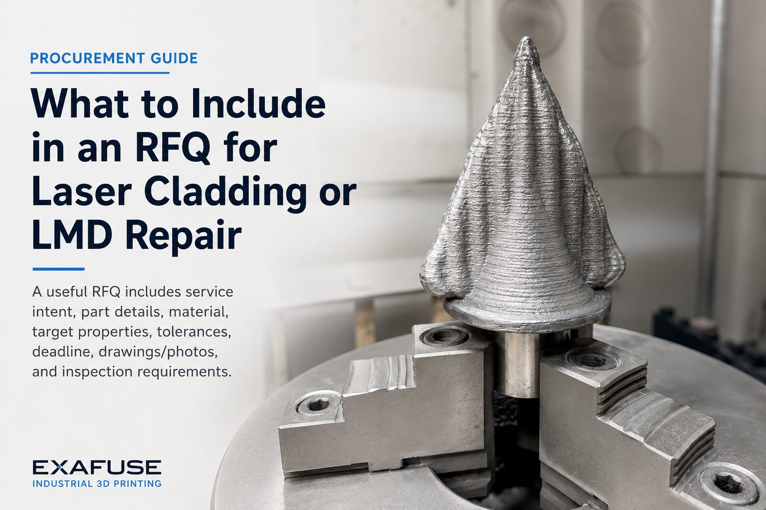 RFQ and procurement package visual for LMD repair and laser cladding requests