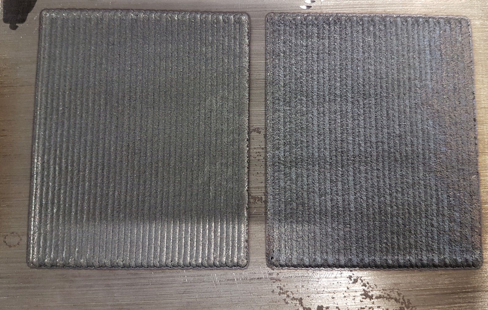 LMD hardfacing test coupons for tungsten-carbide coating development