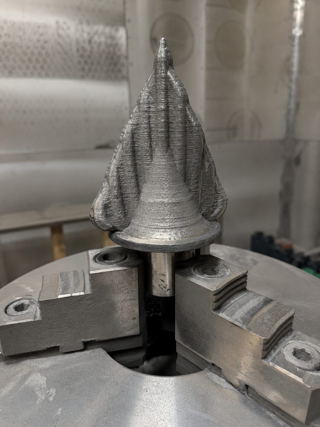 130 mm drill during Laser Metal Deposition build and coating workflow