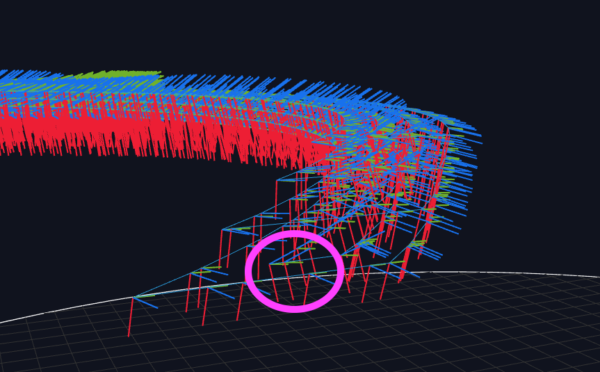 Layer path planning screenshot for LMD bridge-node geometry