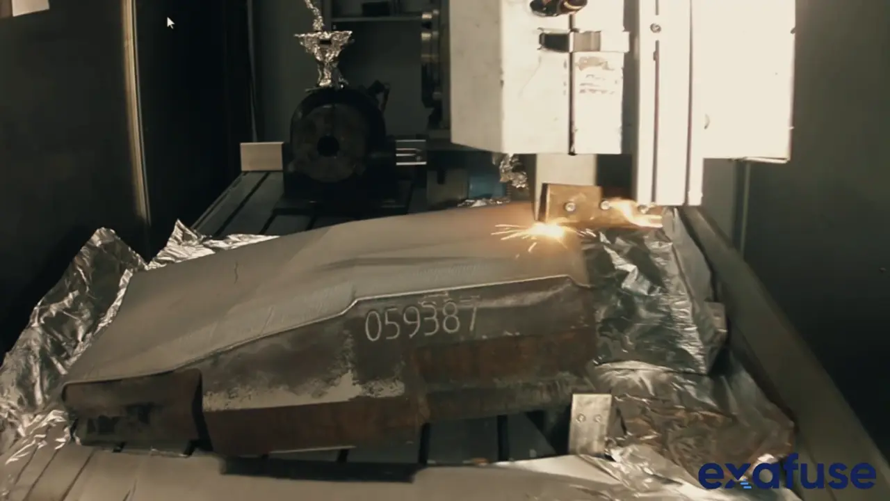 Still image from the forging hammer LMD deposition process video