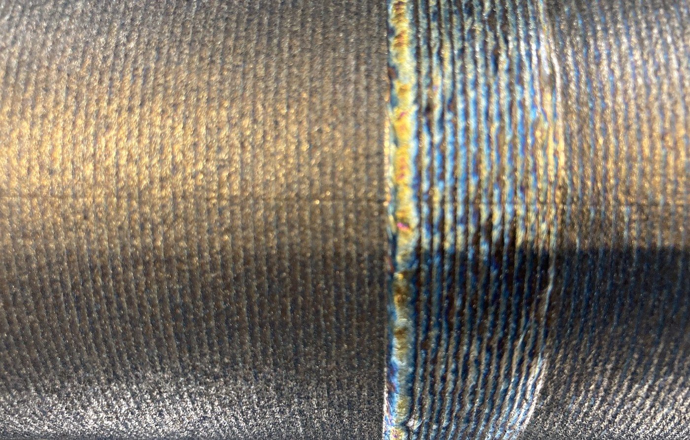 Restart-Rissbeispiel aus einem zylindrischen Laser-Cladding-Versuch